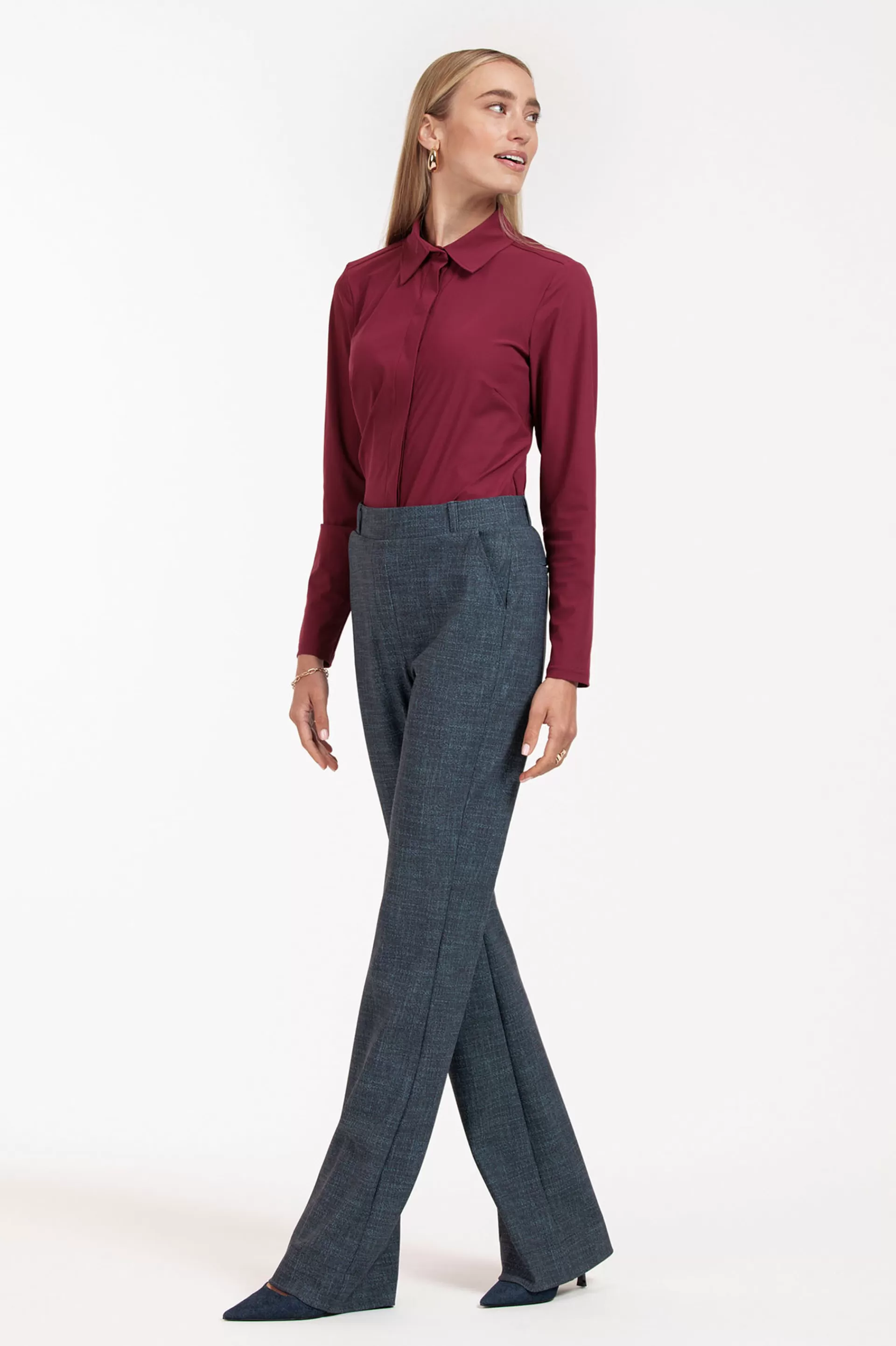 Studio Anneloes Broeken | Broeken - Extra Lang<Flair LONG bnd dnm tweed trousers -