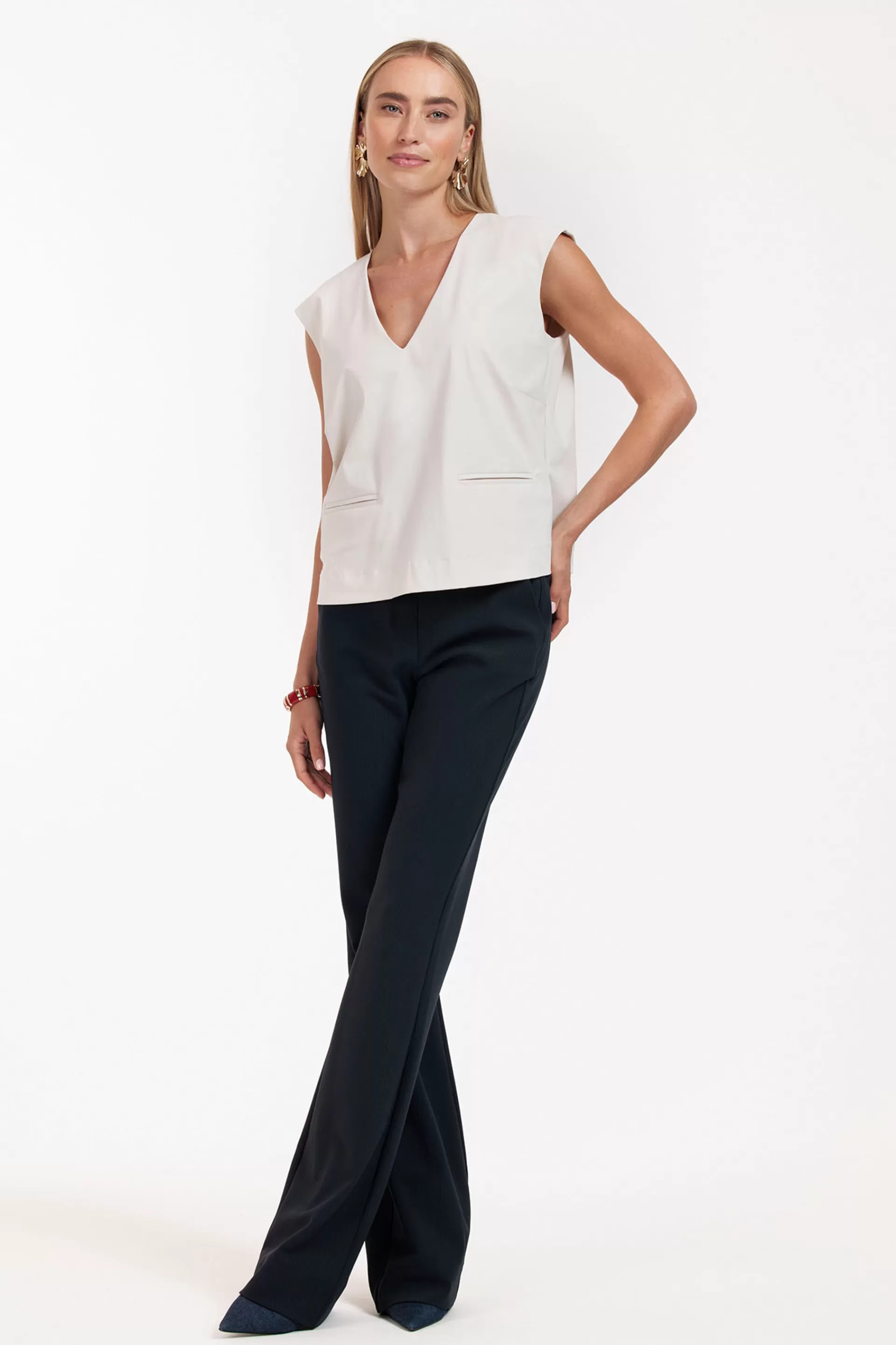 Studio Anneloes Broeken | Broeken - Extra Lang<Flair LONG bonded rib trousers -