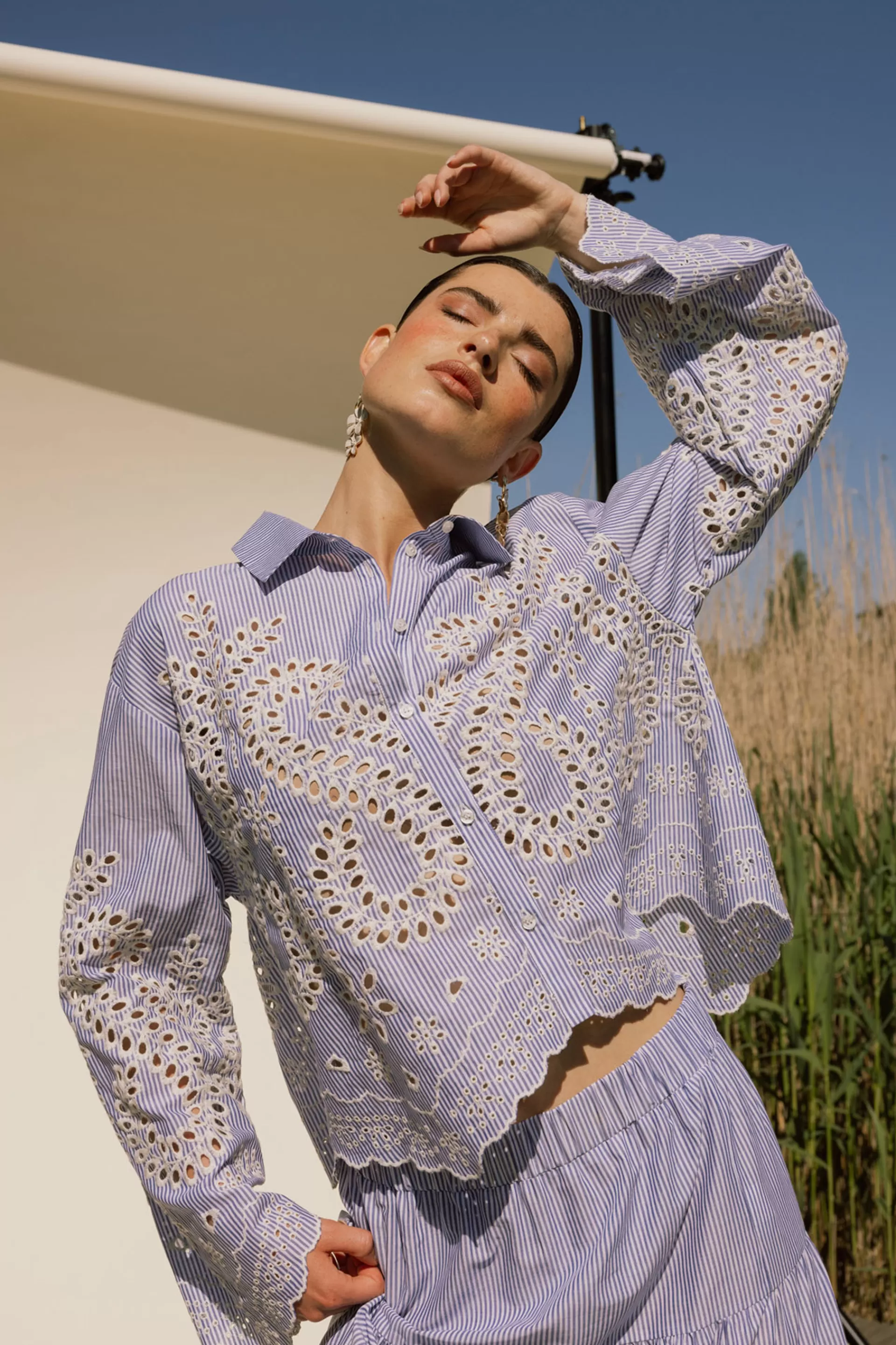 Studio Anneloes Blouses<Midge border embroidery blouse -
