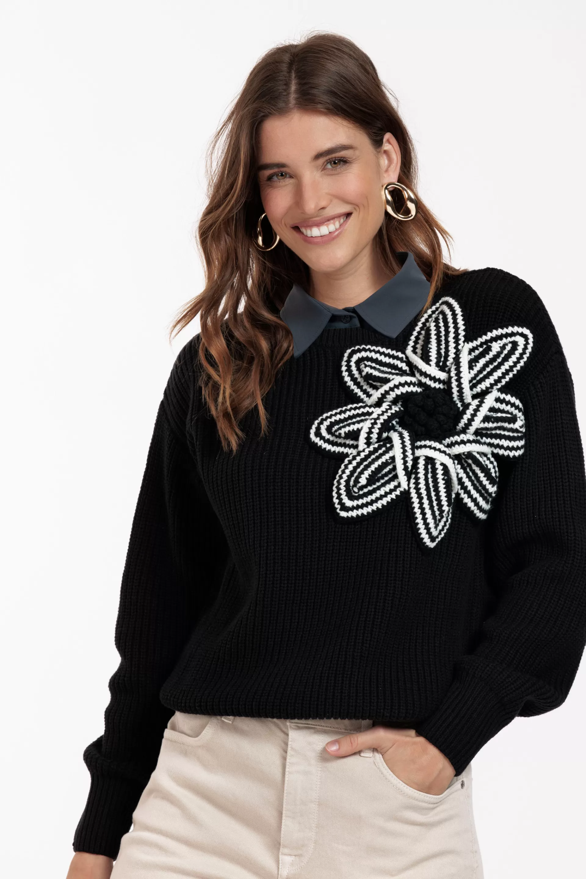Studio Anneloes Truien & Vesten | Shirts & Tops<Valerie chunky flower pullover -