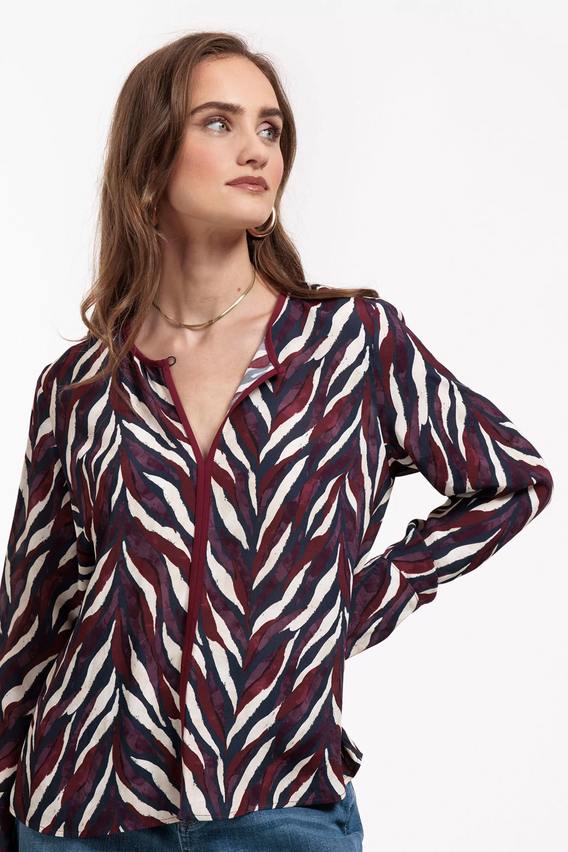 Studio Anneloes Blouses<Veerle leaves crepe blouse -